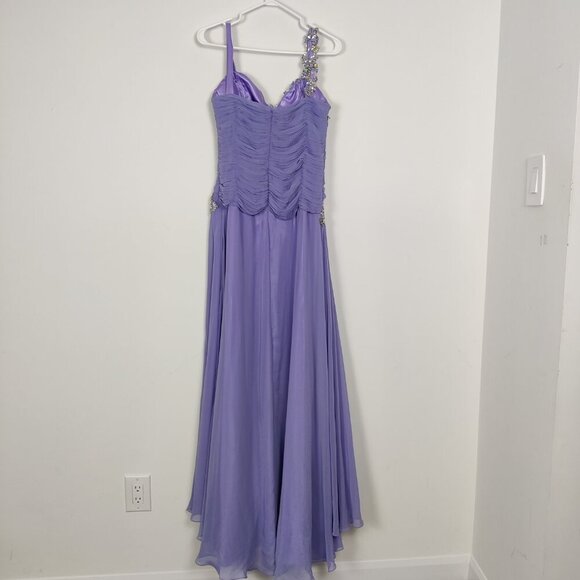 Coya Collection Women's Dress Size 8/10 Purple Handbeaded Ruched Prom Bridesmaid - Picture 4 of 9